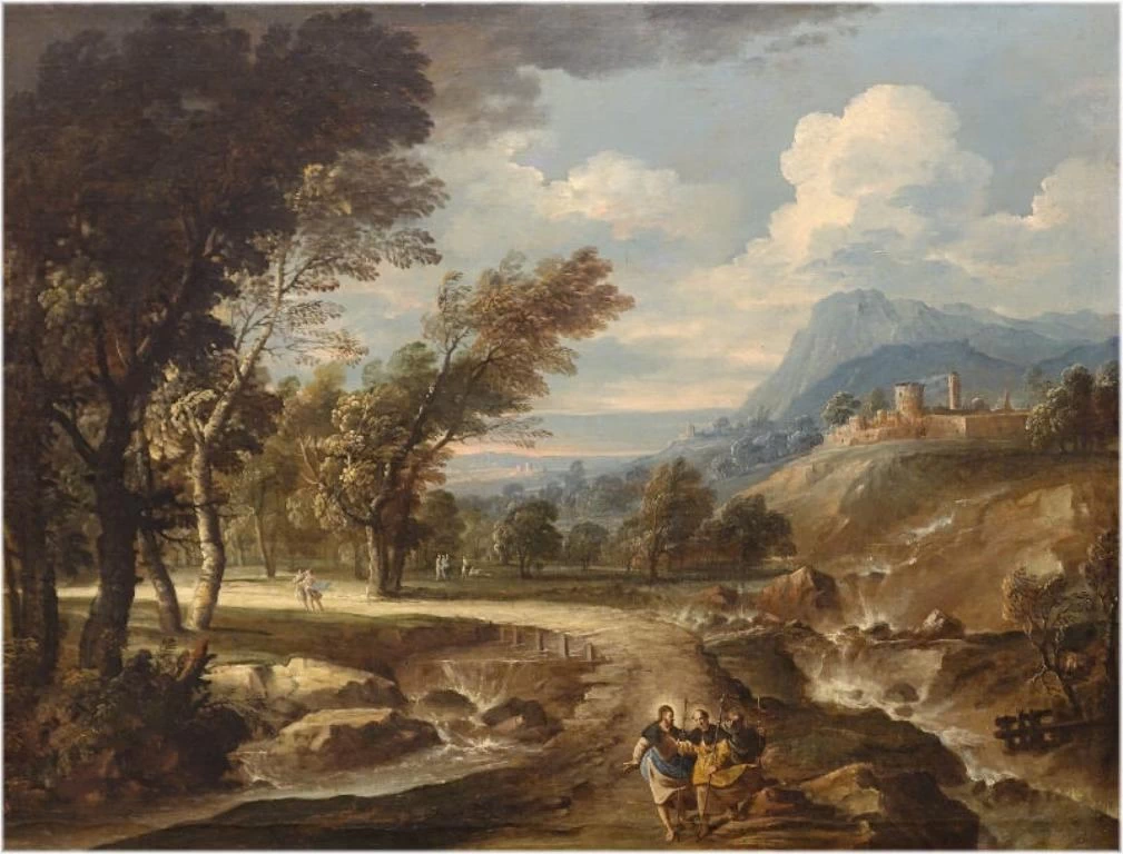 Giuseppe Zola-29-Paesaggio con l'Andata ad Emmaus - Modena, BPER Banca